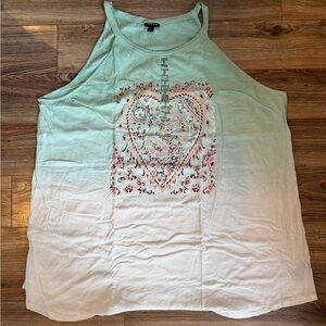 Torrid Mint Green Goddess Cage Style Tank Top With Heart Size 4